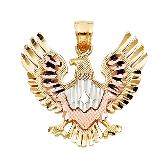 14K Tri Color Eagle Pendant - Picture 1 of 4